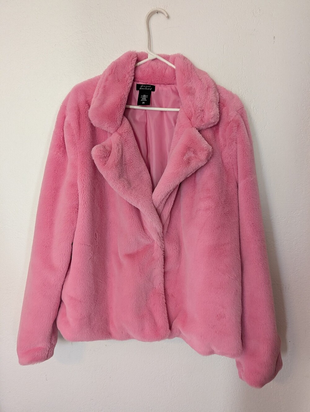 Sweet Society Pink Faux Fur Girls Coat Size 2X Pre Owned